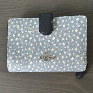 Coach Light Blue Star Pattern Wallet